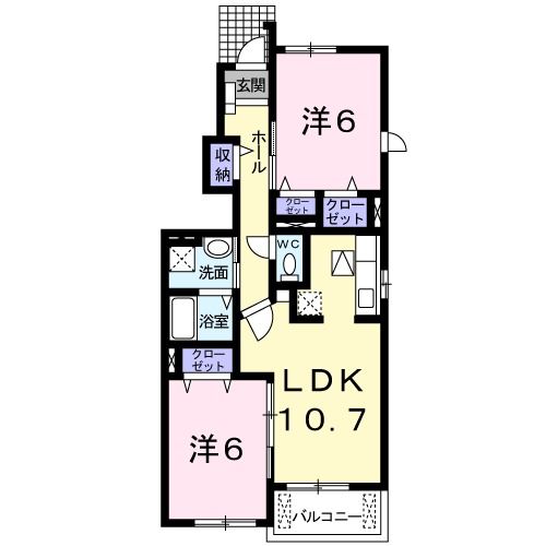 泉南郡熊取町久保のアパートの間取り