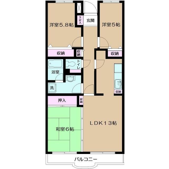 松戸市胡録台のマンションの間取り