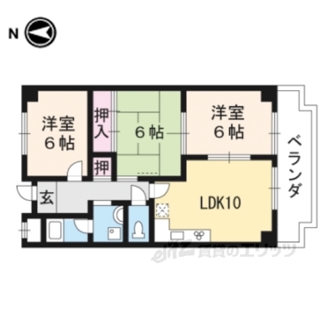 京都市下京区中堂寺坊城町のマンションの間取り