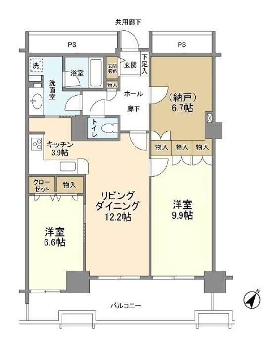 中央区日本橋浜町のマンションの間取り