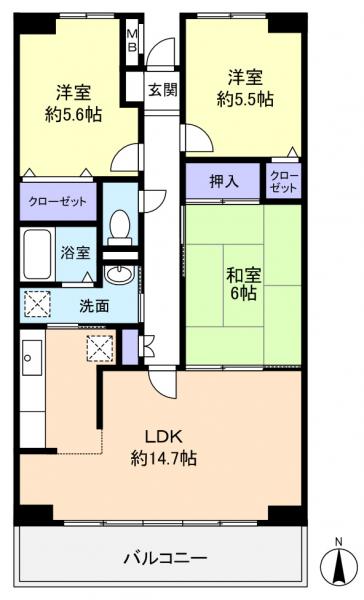 ルーチェ緑が丘Ｂ棟の間取り