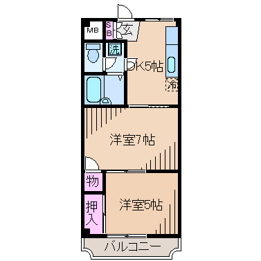 川崎市中原区井田三舞町のマンションの間取り