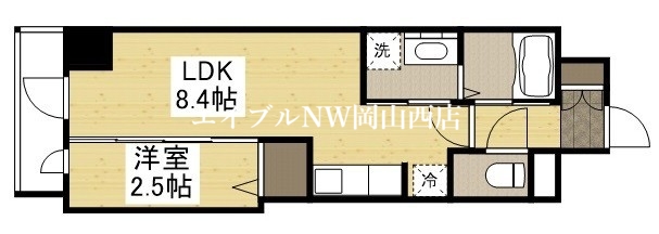 岡山市北区天瀬のマンションの間取り