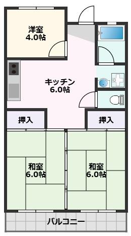 摂津市正雀のマンションの間取り