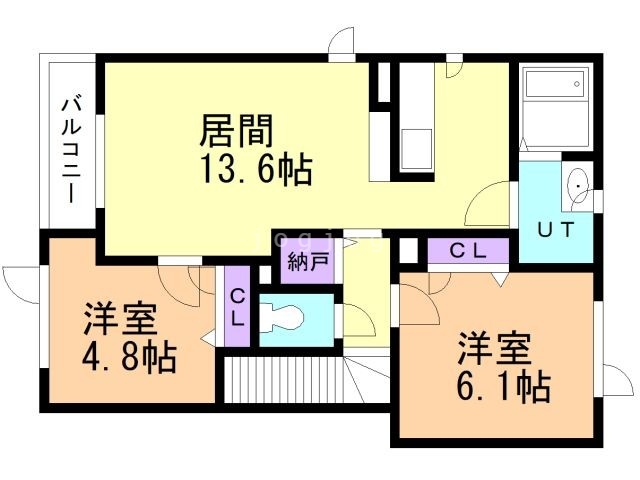 【札幌市白石区栄通のアパートの間取り】