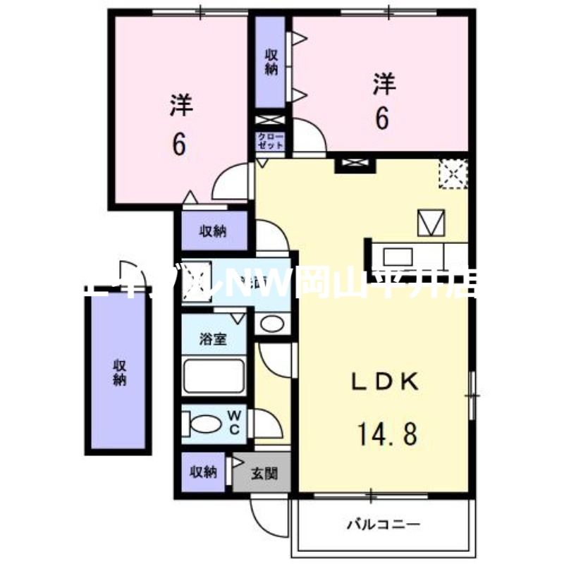 瀬戸内市長船町土師のアパートの間取り