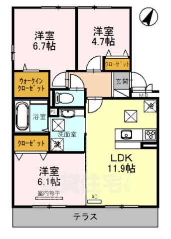 湖城ケ丘ハイツ9号館の間取り