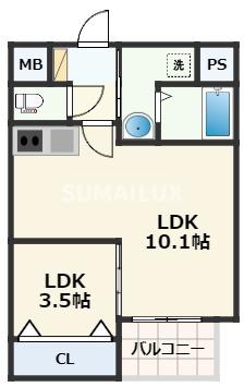 熊本県熊本市中央区桜町（マンション）の賃貸物件の間取り