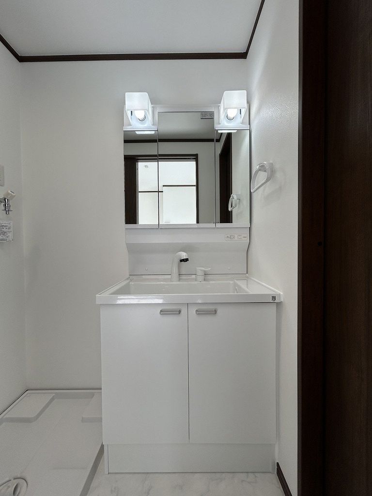 洗面設備　三面鏡裏面収納付き洗面化粧台（シャンプードレッサー）