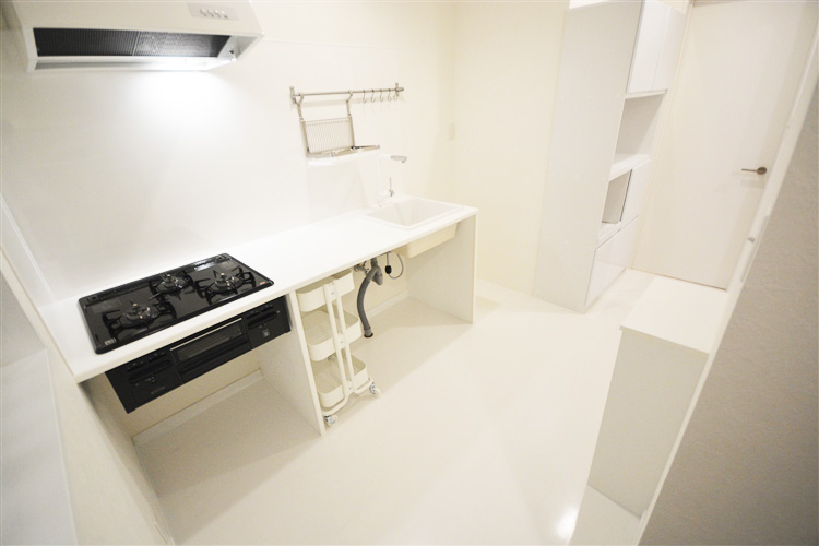 建物外観　オリジナルのホワイトキッチン