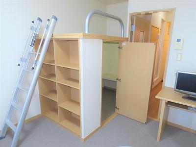 収納　本棚、ベッド下収納あり