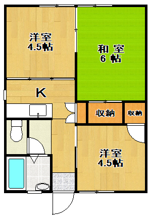 ＪＲ常磐線 天王台駅 徒歩8分 2階建 築43年の間取り写真