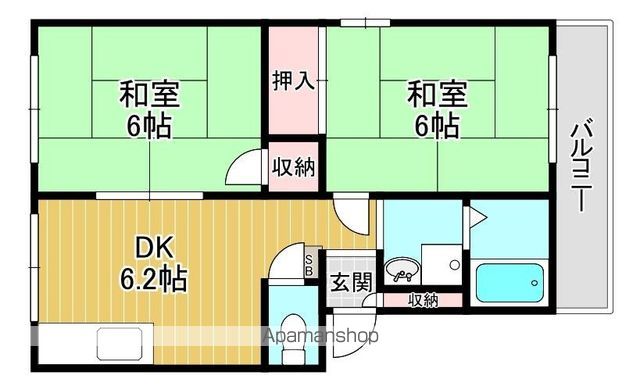 近鉄京都線 富野荘駅 徒歩10分 2階建 築37年の間取り写真