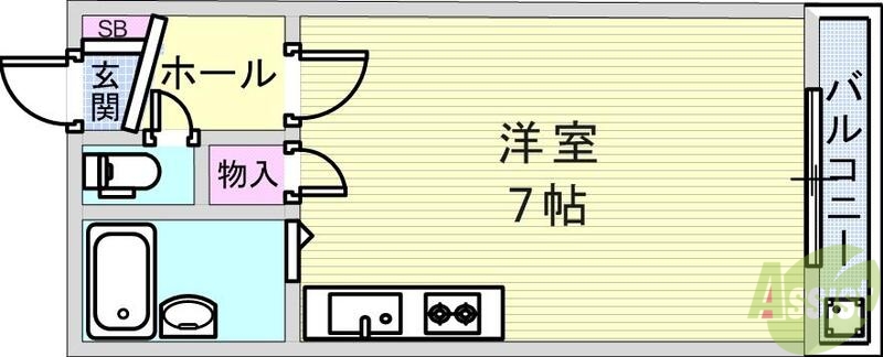 【神戸市兵庫区塚本通のマンションの間取り】