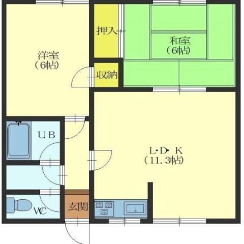 函館市上野町のアパートの間取り