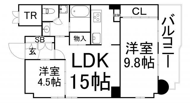 大阪市天王寺区筆ケ崎町のマンションの間取り