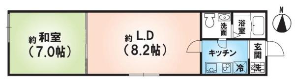 弁財天町マンション3階西室　302号室の間取り