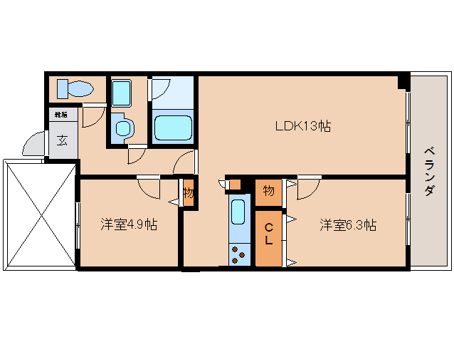 橿原市中曽司町のマンションの間取り