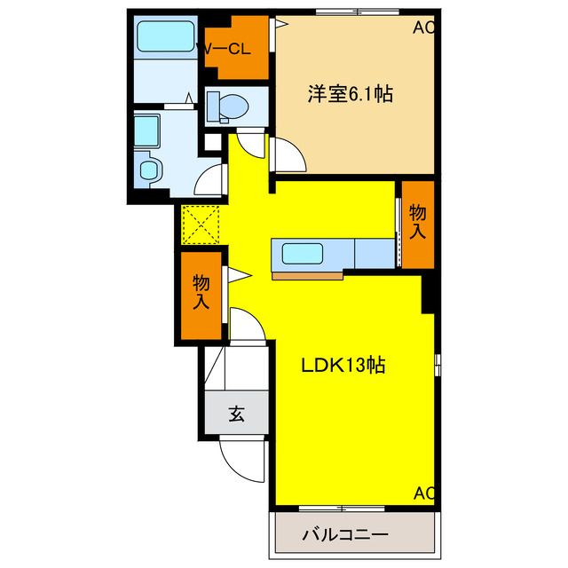 羽島郡岐南町徳田のアパートの間取り