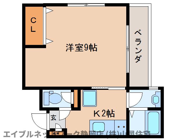 静岡市葵区二番町のマンションの間取り