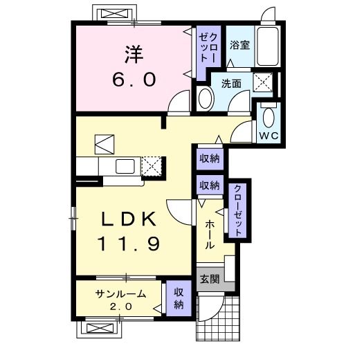 妙高市高柳のアパートの間取り