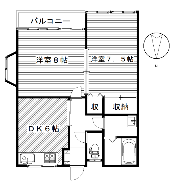 前橋市前箱田町のアパートの間取り