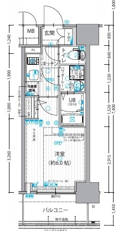 大阪市住吉区南住吉のマンションの間取り