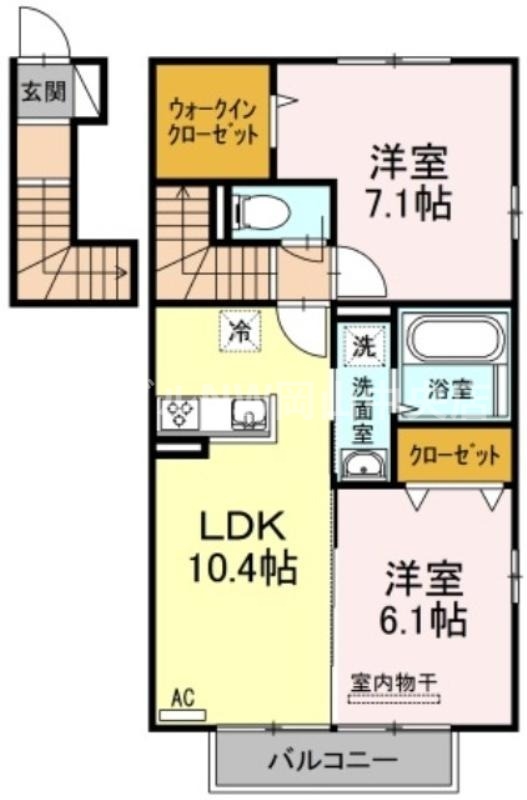 岡山市南区福島のアパートの間取り