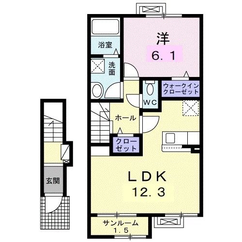 上北郡おいらせ町若葉のアパートの間取り