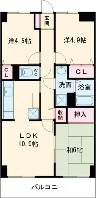 羽村市神明台のマンションの間取り