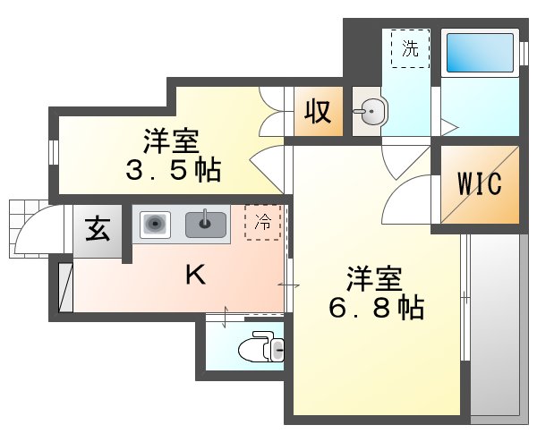 【岡山市南区妹尾のアパートの間取り】