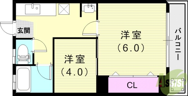 神戸市灘区岸地通のマンションの間取り