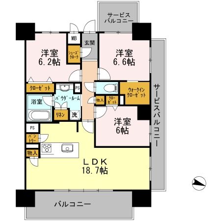 ロイヤルパークスERささしま　EASTの間取り