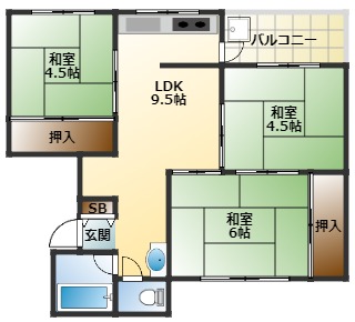 神戸市灘区長峰台のマンションの間取り