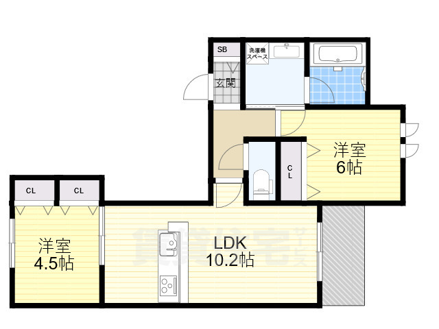 西宮市津門稲荷町のアパートの間取り