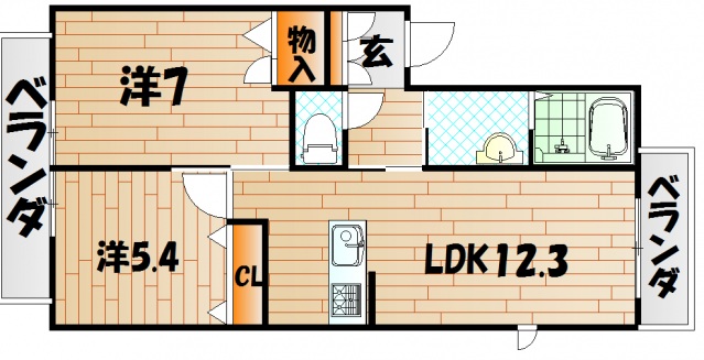 下関市伊倉新町のアパートの間取り