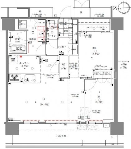 岡山市北区下石井のマンションの間取り