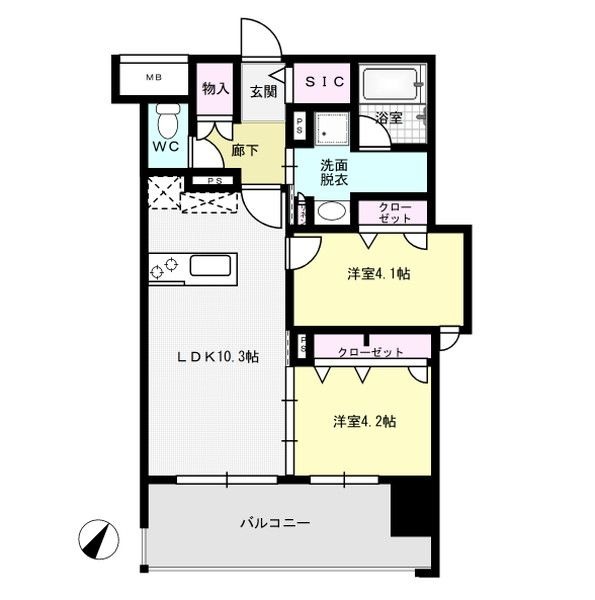 福岡市博多区東光のマンションの間取り