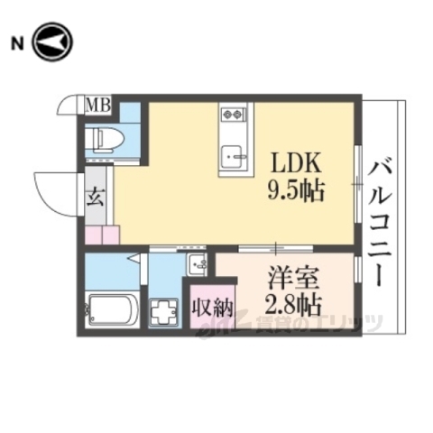 宇治市広野町のアパートの間取り