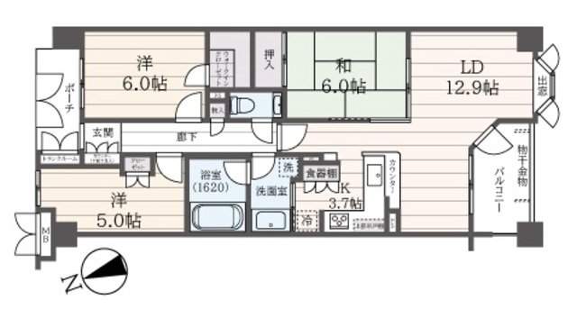 川崎市麻生区五力田のマンションの間取り