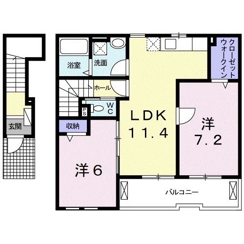 【和歌山市狐島のアパートの間取り】