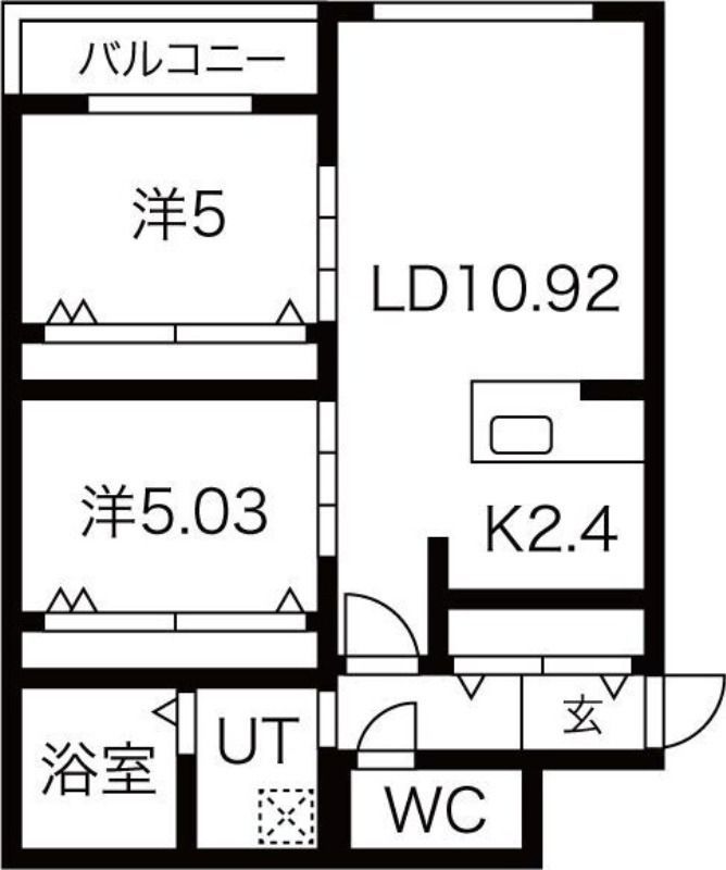 札幌市東区北十六条東のマンションの間取り