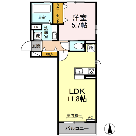 熊本市南区出仲間のアパートの間取り