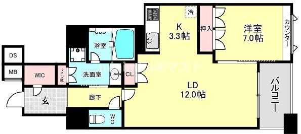 ブランズタワー南堀江の間取り