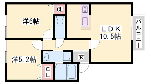 ＪＲ山陽本線 明石駅 バス乗車時間：15分 最寄りバス停で下車 徒歩1分 2階建 築24年の間取り写真