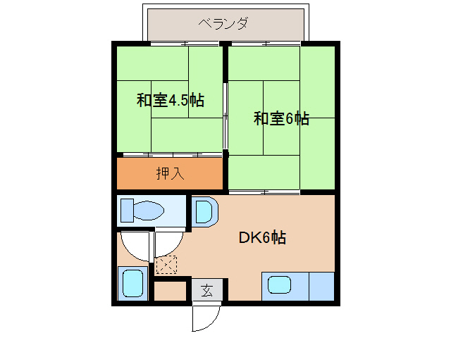 都城市花繰町のアパートの間取り