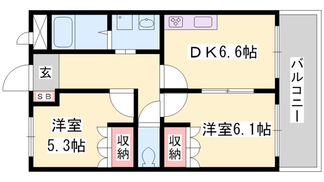 姫路市四郷町東阿保のアパートの間取り