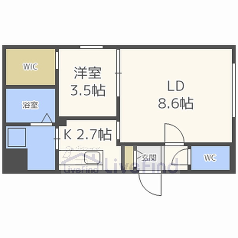 【札幌市中央区南十七条西のマンションの間取り】