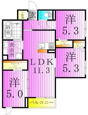 グラナーデ鹿浜の間取り