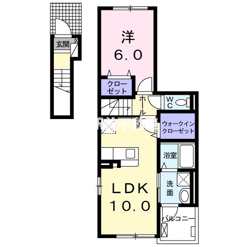 鳥栖市儀徳町のアパートの間取り